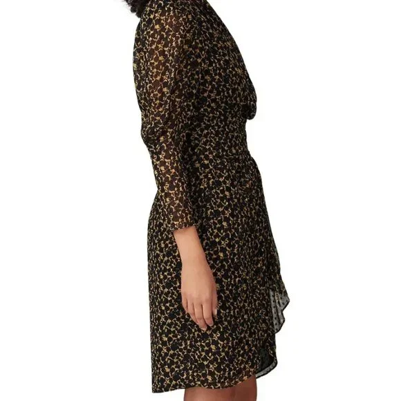 Iro Morello One Shoulder Dress Mini Silk Satin Cheetah Brown Black Print Size 4 - Picture 4 of 13